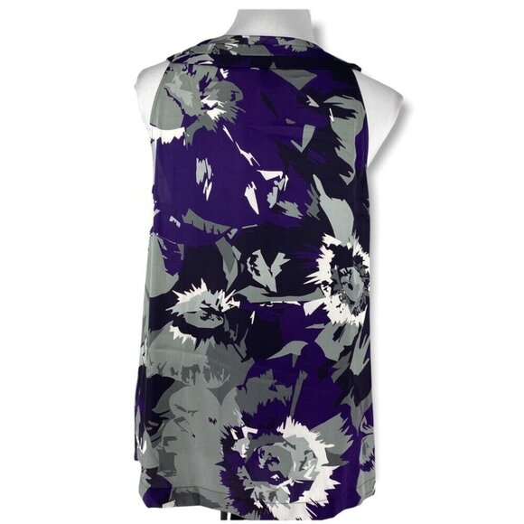 Calvin Klein Women's NWT Purple Floral Scoop Neck Sleeveless Tunic Blouse M/C40 - Picture 6 of 8